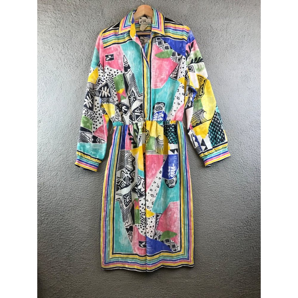 Vintage 80s Willi of California‎ silky polyester dress size 14